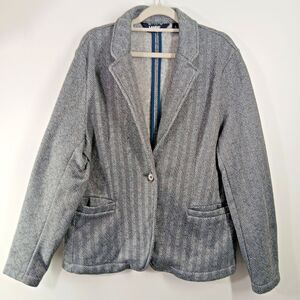 Lands’ End Women's Gray Herringbone Office Wear to Work Blazer Size Large
